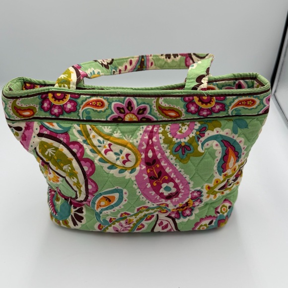 Vera Bradley Tutti Frutti Green Pink Paisley Floral Quilted Rare New Preppy Bag - Picture 4 of 7